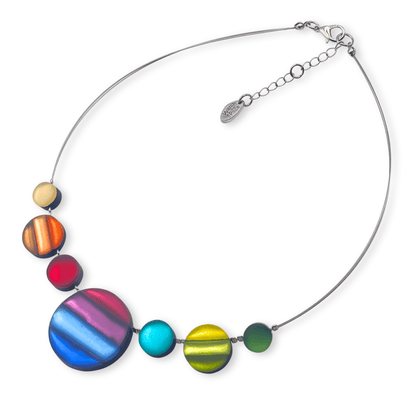 Rainbow Geometric Circles Matte Necklace