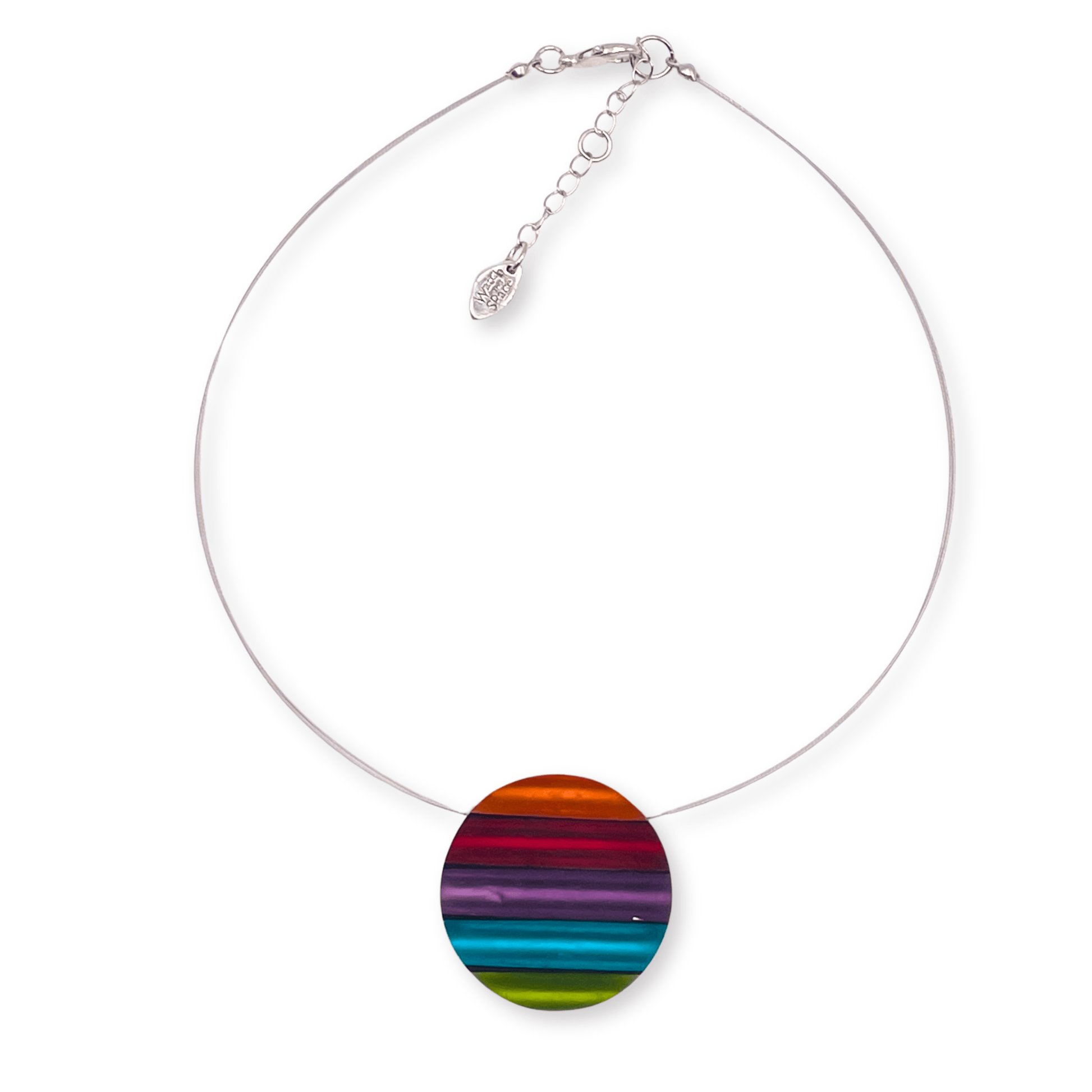 Rainbow Geometric Circles Matte Pendant