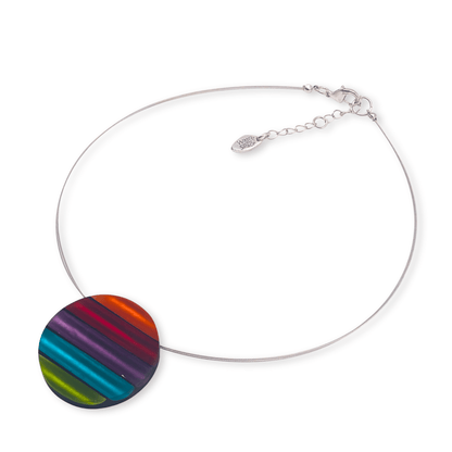 Rainbow Geometric Circles Matte Pendant