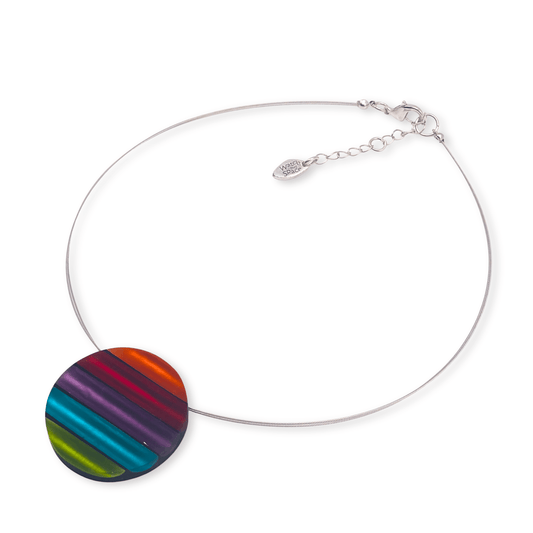 Rainbow Geometric Circles Matte Pendant