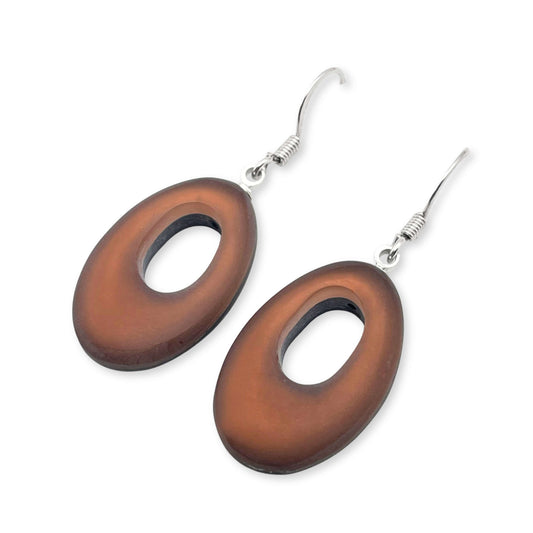Nougat Hollow Nuggets Matte Fish Hook Earrings