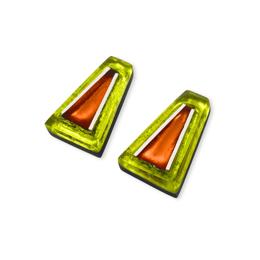 Sherbet Aluminium Triangles Shiny Large Stud Earrings