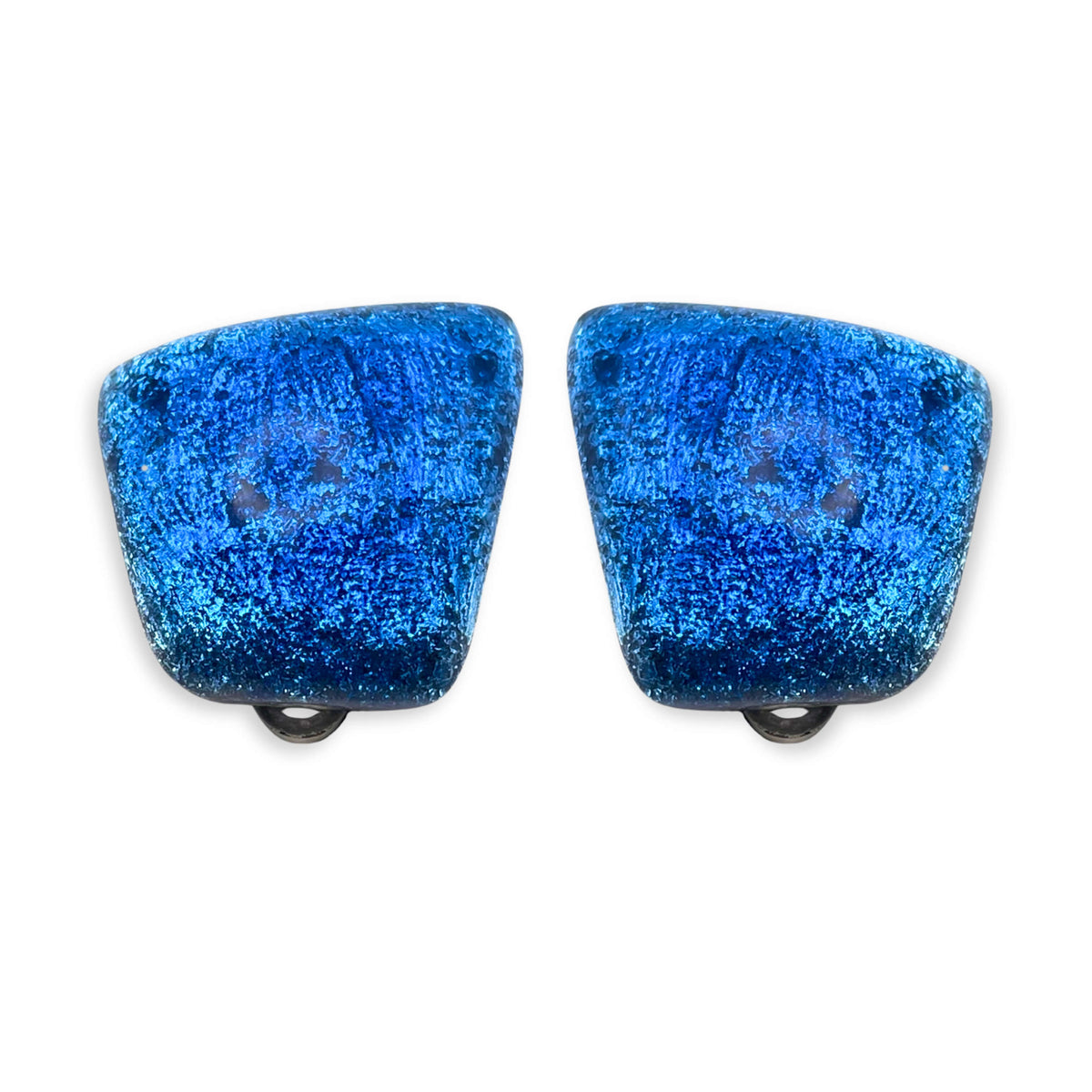 Azure Cleopatra Shiny Clip Earrings