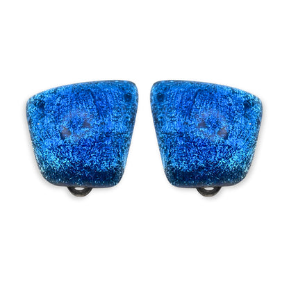 Azure Cleopatra Shiny Clip Earrings