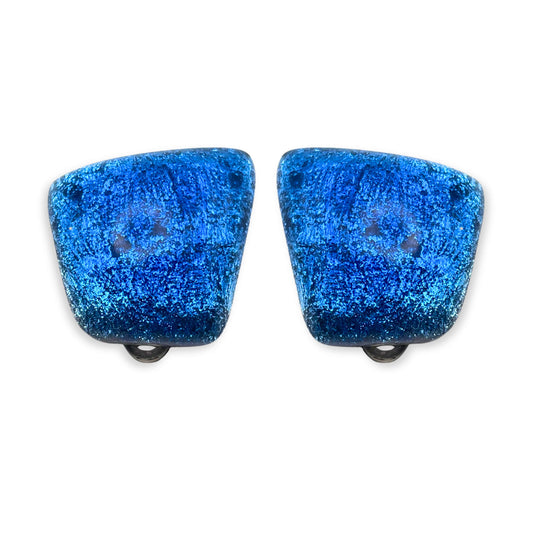 Azure Cleopatra Shiny Clip Earrings
