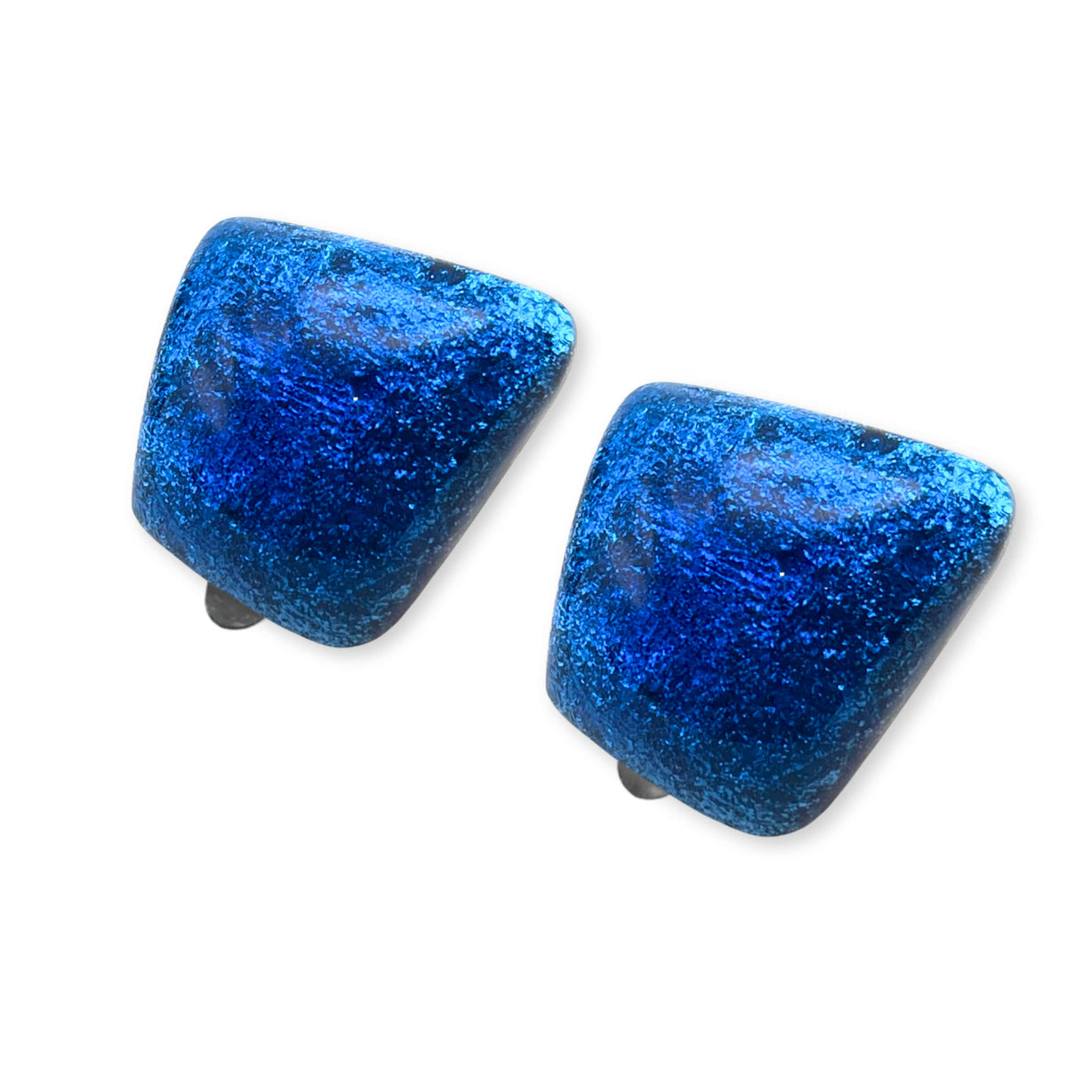 Azure Cleopatra Shiny Clip Earrings