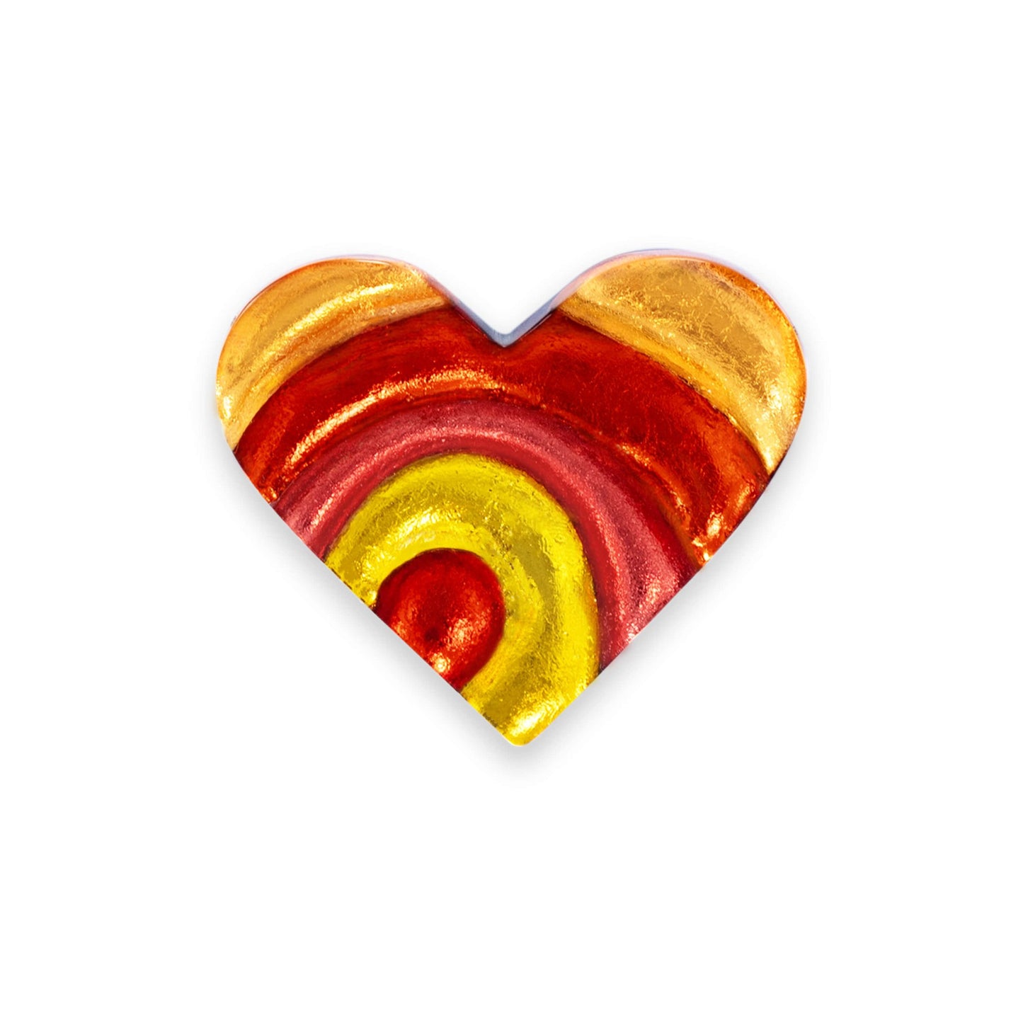 Terracotta Heart Swirl Shiny Brooch | The Jewellery Stop
