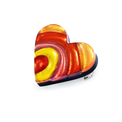 Terracotta Heart Swirl Shiny Brooch | The Jewellery Stop
