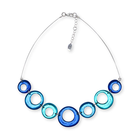 Turquoise Hollow Circles Shiny Large Necklace