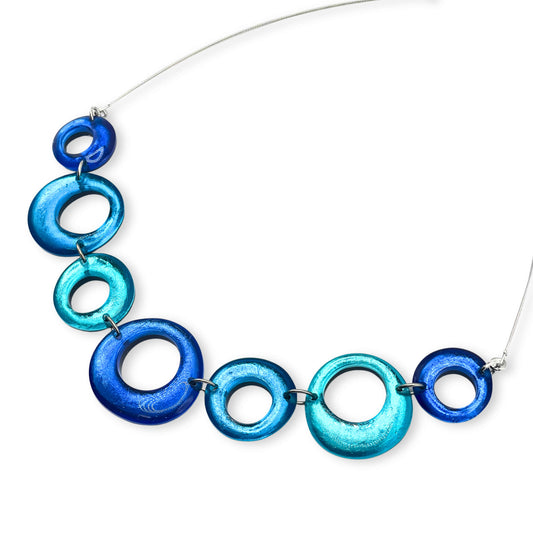 Turquoise Hollow Circles Shiny Large Necklace