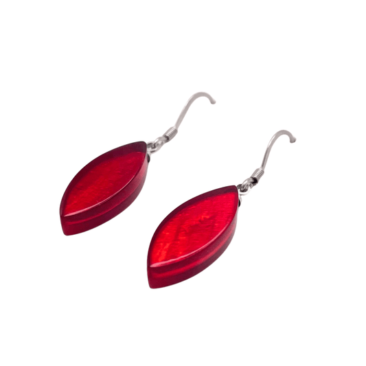 Red Petal Shiny Fish Hook Earrings | The Jewellery Stop