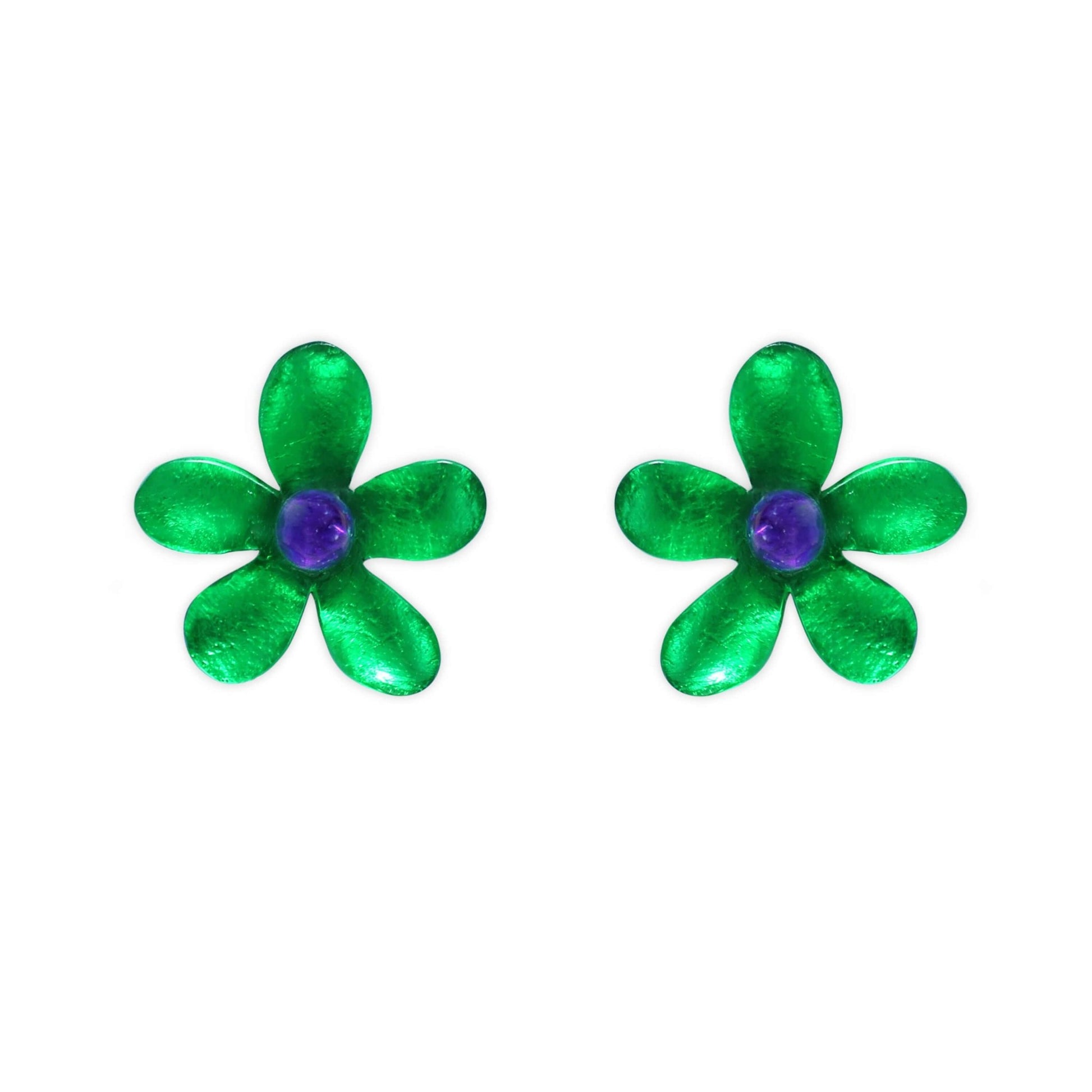 Aurora Flower Shiny Stud Earrings | The Jewellery Stop