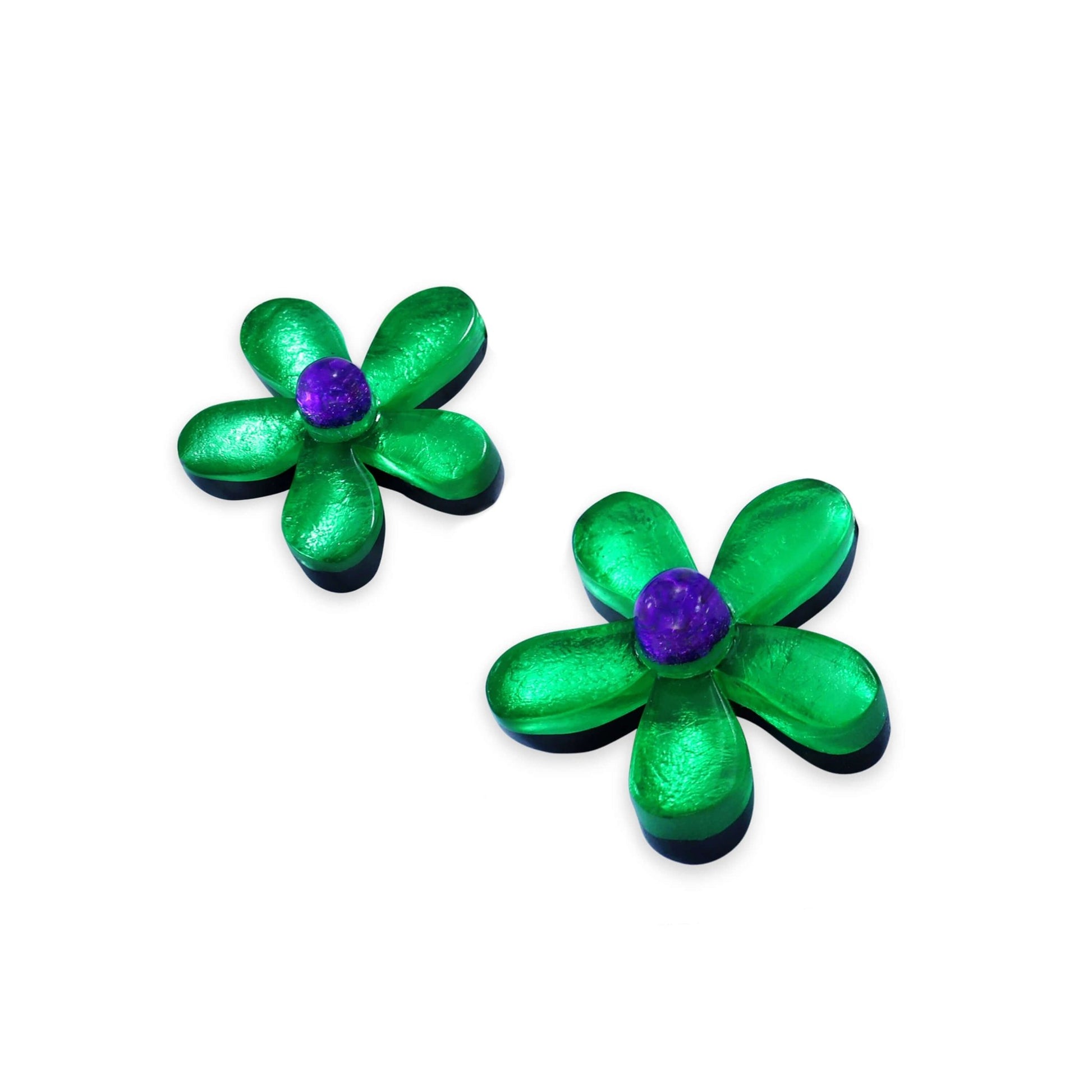 Aurora Flower Shiny Stud Earrings | The Jewellery Stop