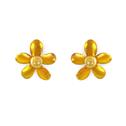 Palomino Flower Shiny Stud Earrings | The Jewellery Stop