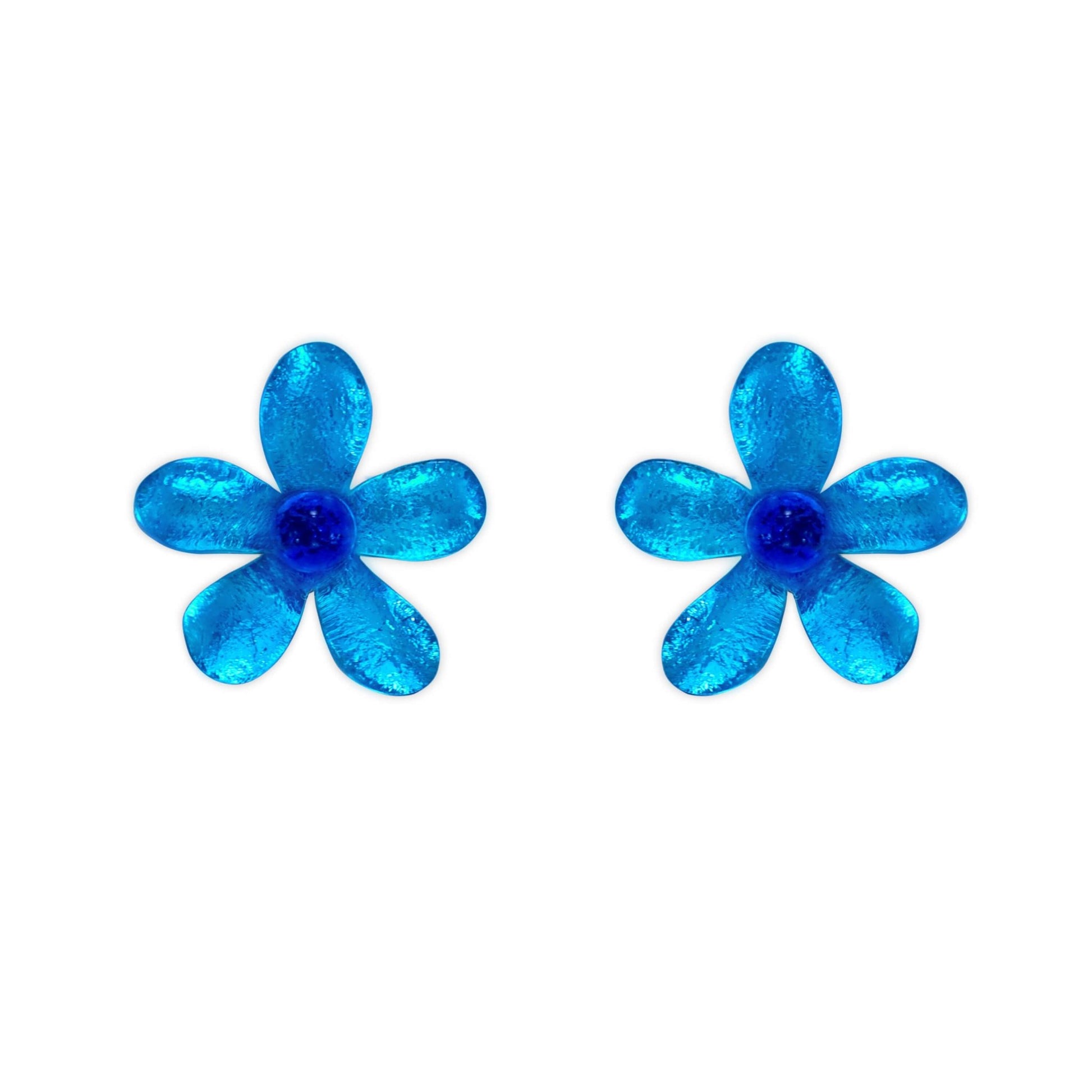 Turquoise Flower Shiny Stud Earrings | The Jewellery Stop