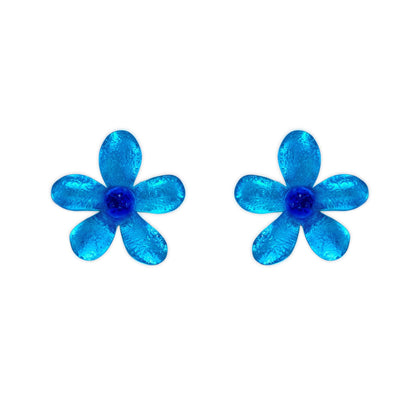 Turquoise Flower Shiny Stud Earrings | The Jewellery Stop