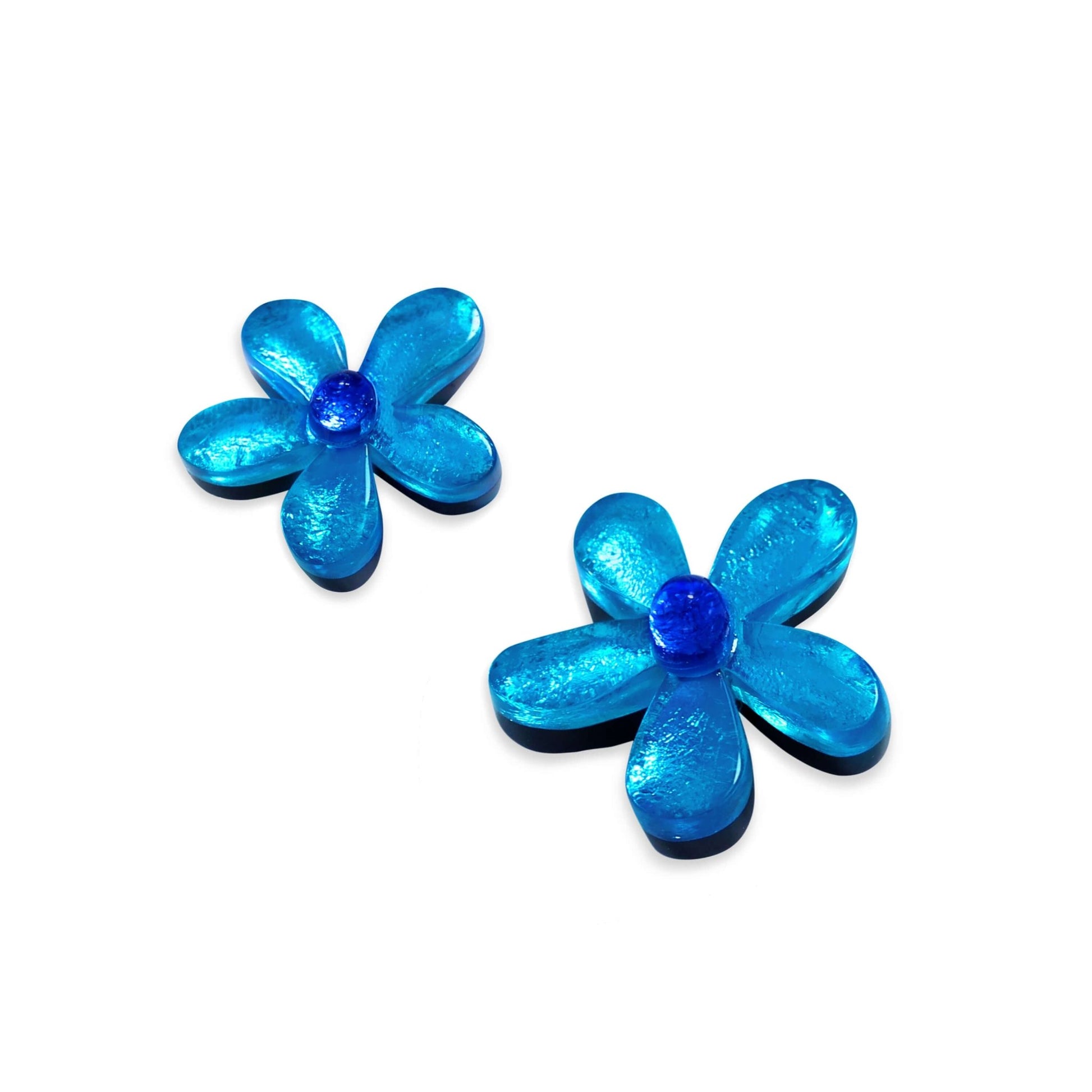 Turquoise Flower Shiny Stud Earrings | The Jewellery Stop