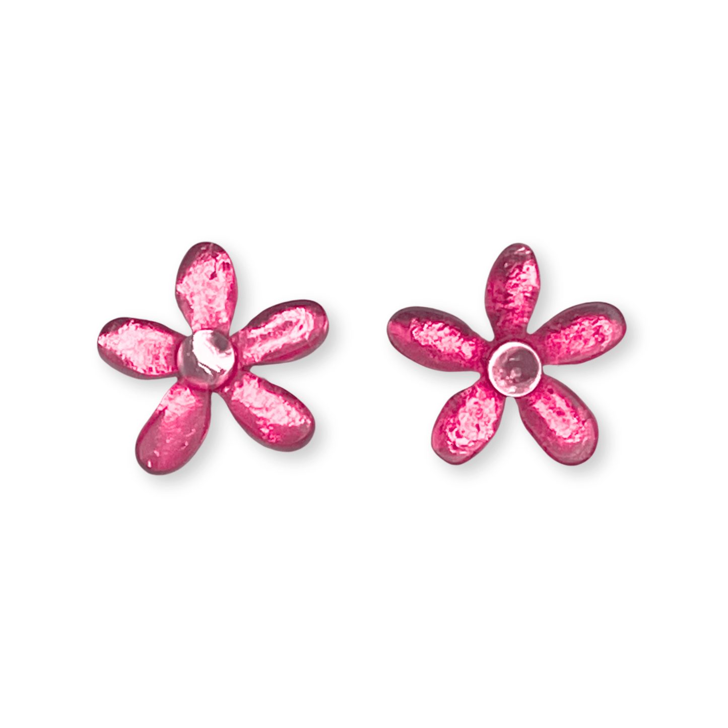 Flamingo Flower Shiny Stud Earrings | The Jewellery Stop