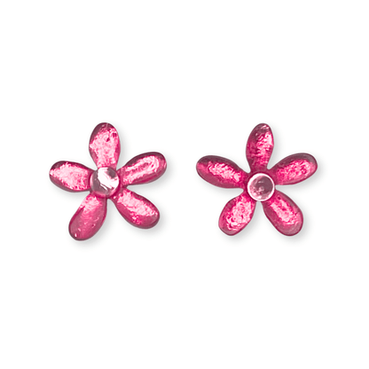 Flamingo Flower Shiny Stud Earrings | The Jewellery Stop