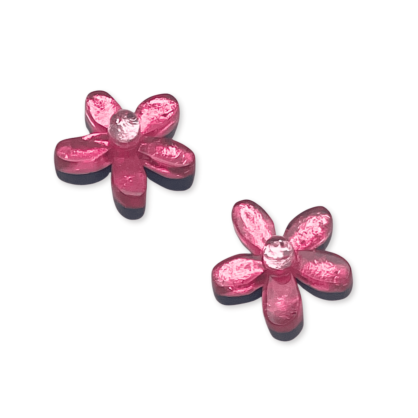 Flamingo Flower Shiny Stud Earrings | The Jewellery Stop