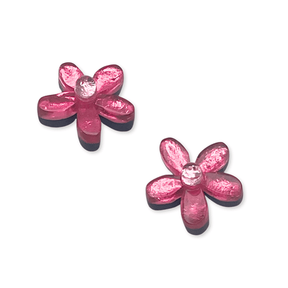 Flamingo Flower Shiny Stud Earrings | The Jewellery Stop