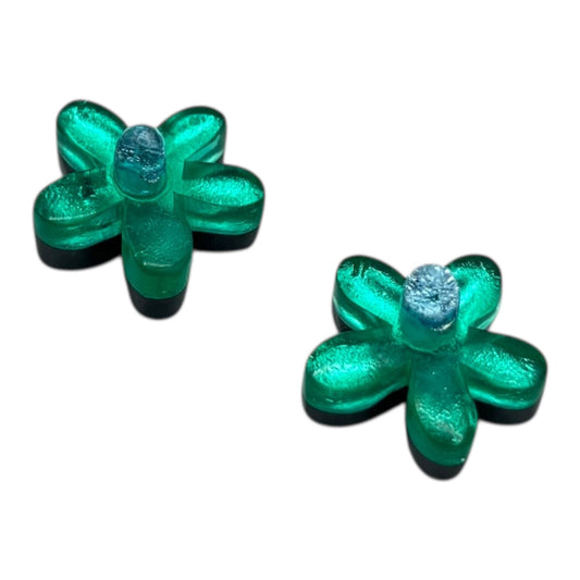 Mint Flower Shiny Stud Earrings | The Jewellery Stop