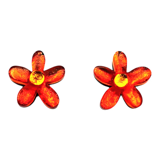 Sunset Flower Shiny Stud Earrings