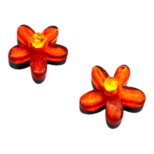 Sunset Flower Shiny Stud Earrings