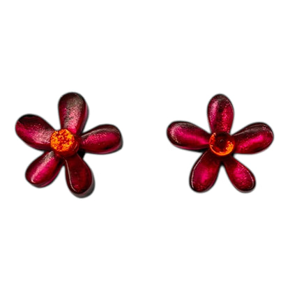 Tropical Flower Shiny Stud Earrings
