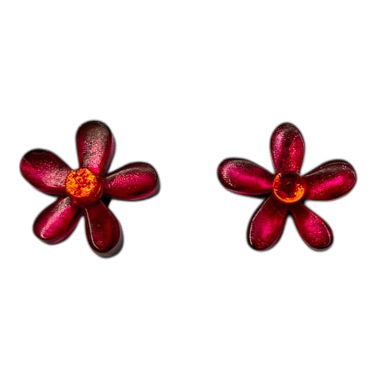 Tropical Flower Shiny Stud Earrings