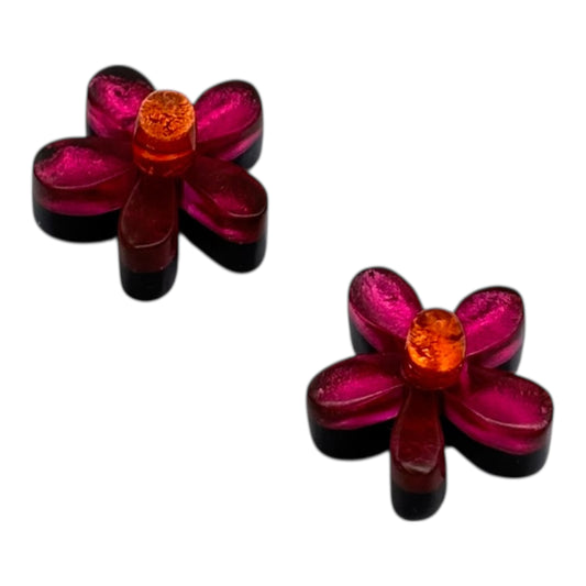 Tropical Flower Shiny Stud Earrings