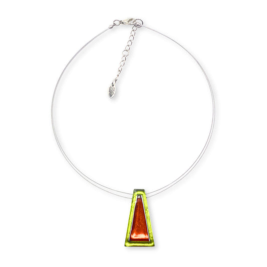 Sherbet Aluminium Triangles Shiny Pendant on two Strand Wire
