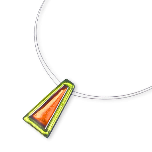 Sherbet Aluminium Triangles Shiny Pendant on two Strand Wire