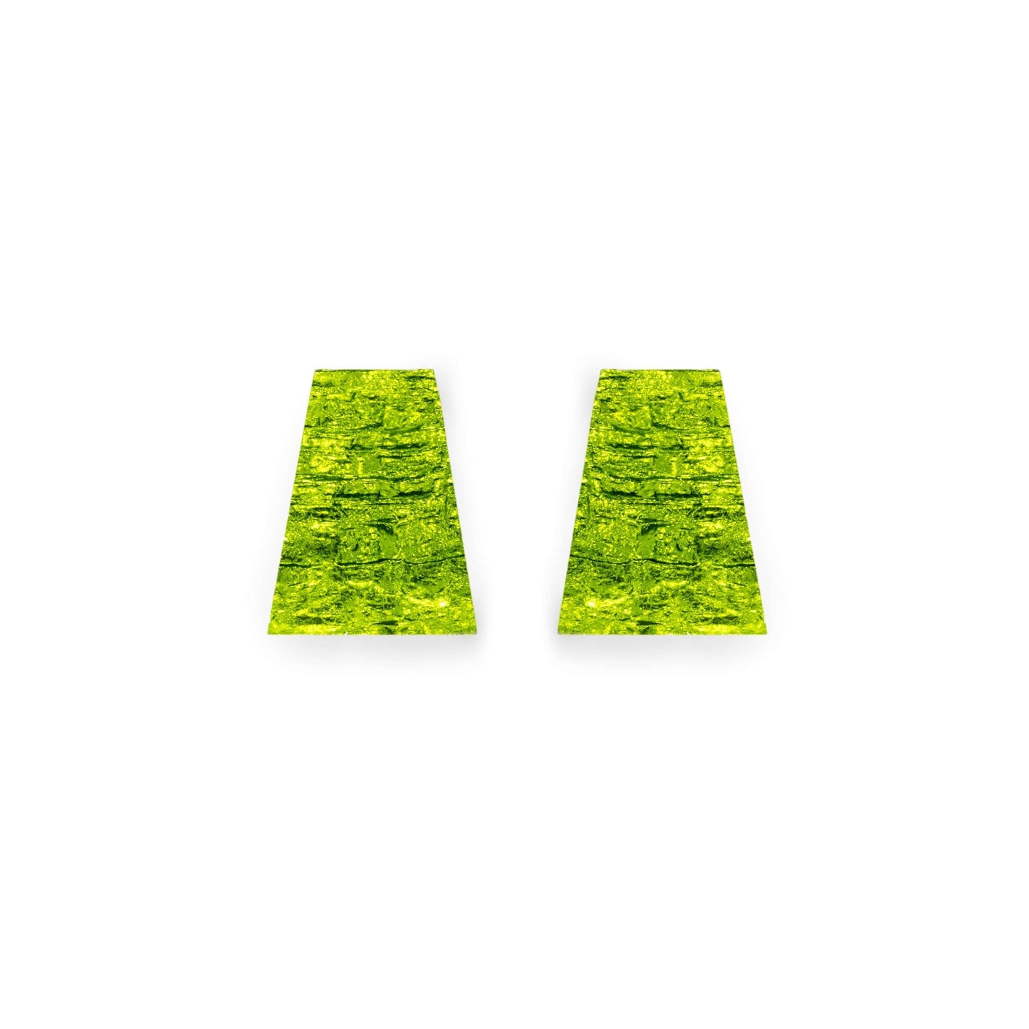 Lime Aztec Shiny Large Stud Earrings | The Jewellery Stop