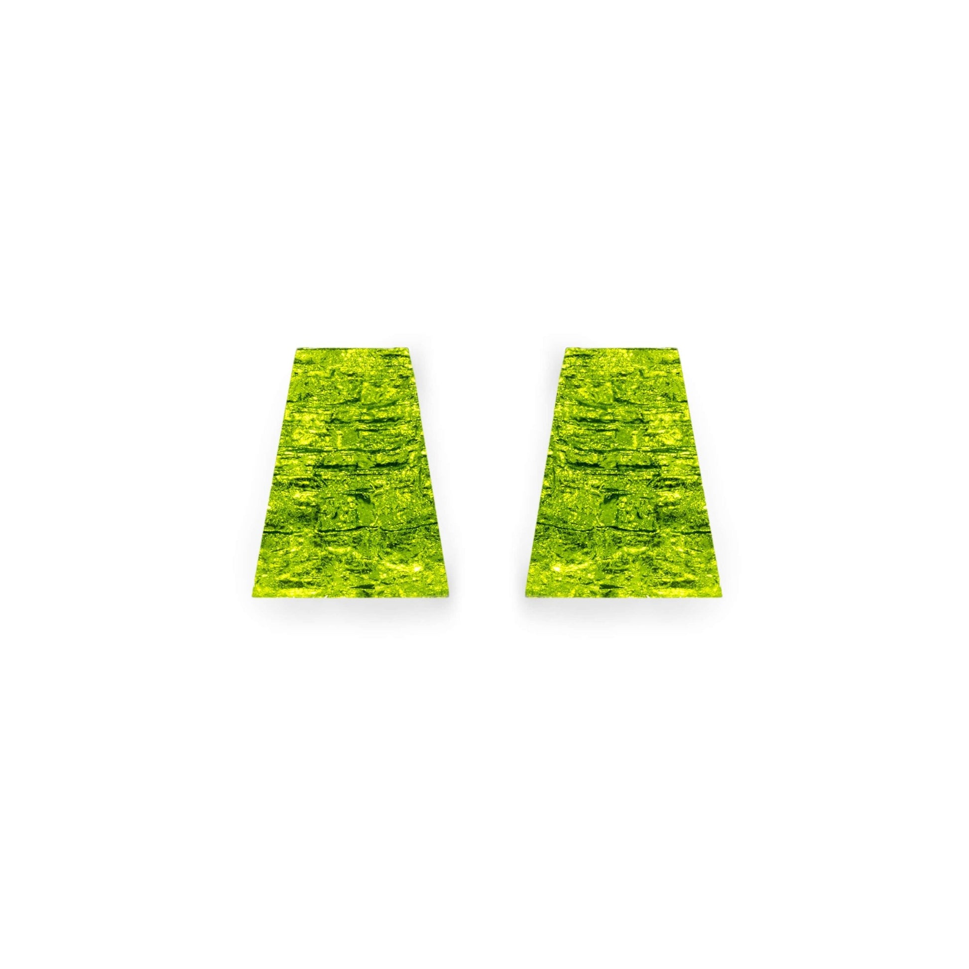 Lime Aztec Shiny Large Stud Earrings | The Jewellery Stop