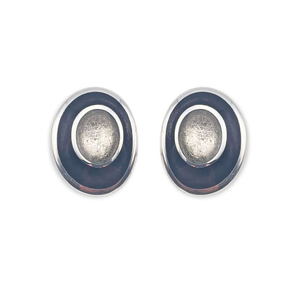 Black Organic Circles Shiny Clip Earrings