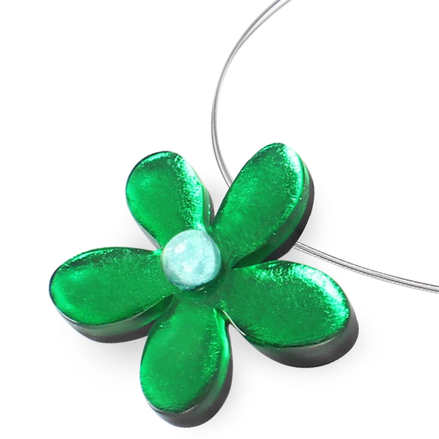 Emerald Flower Shiny Large Pendant | The Jewellery Stop