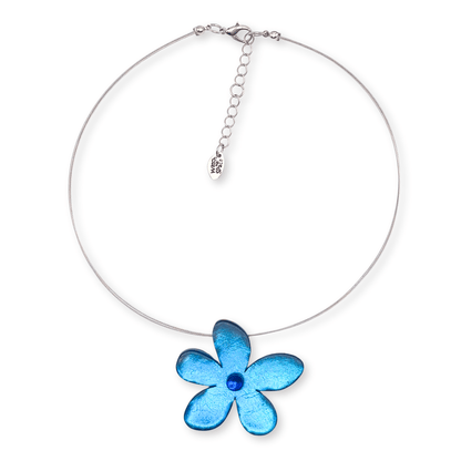 Turquoise Flower Shiny Large Pendant
