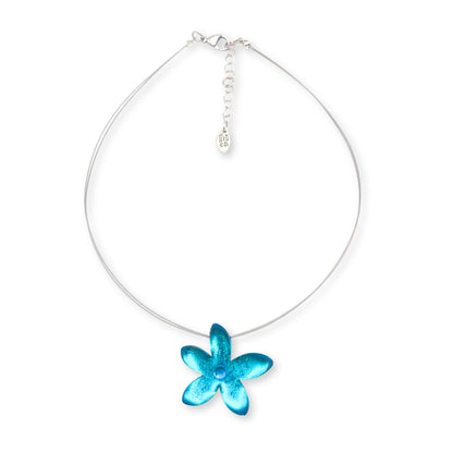 Aqua Flower Shiny Small Pendant