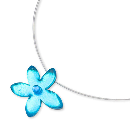 Aqua Flower Shiny Small Pendant