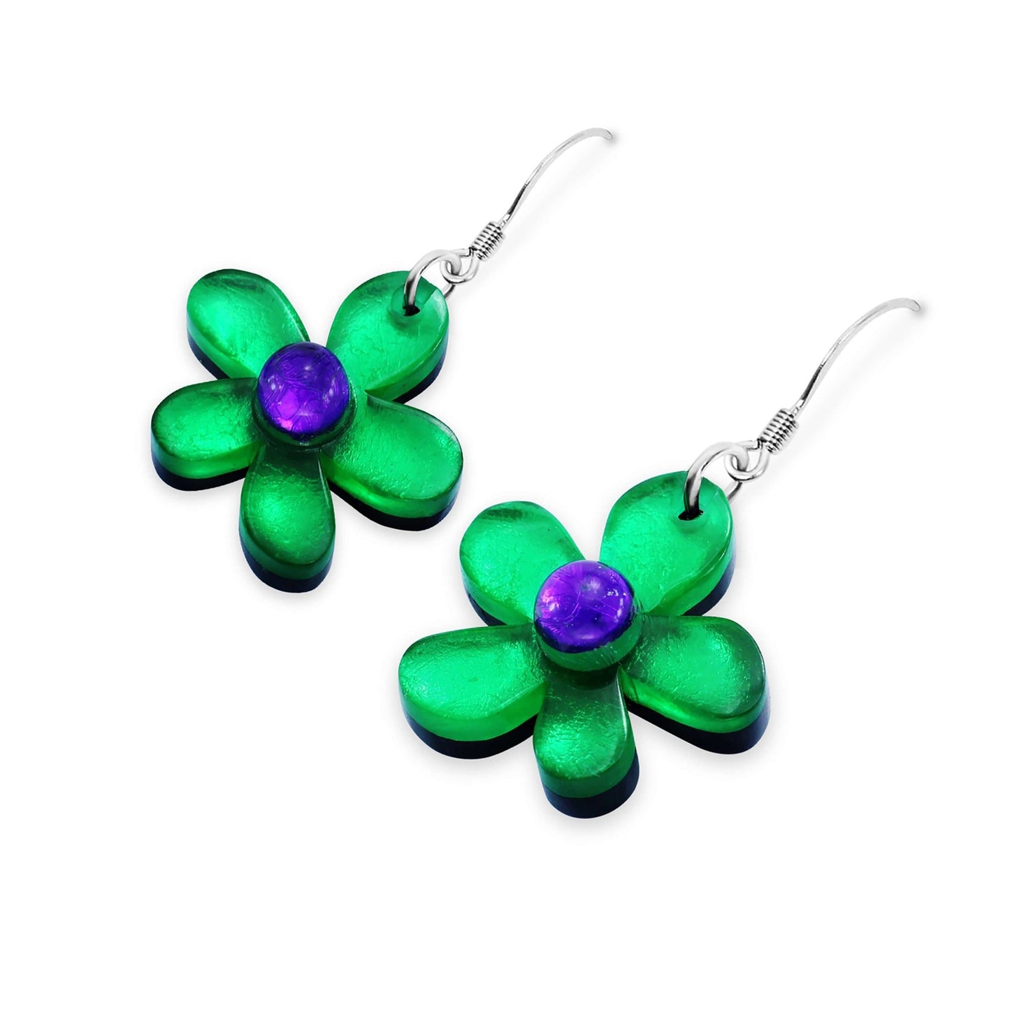 Aurora Flower Shiny Fish Hook Earrings | The Jewellery Stop