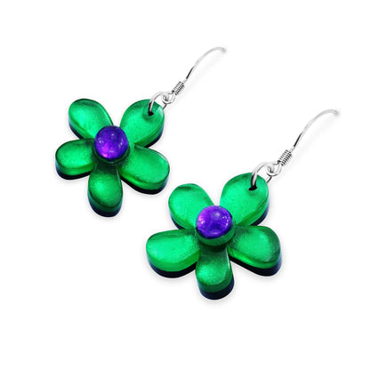 Aurora Flower Shiny Fish Hook Earrings | The Jewellery Stop