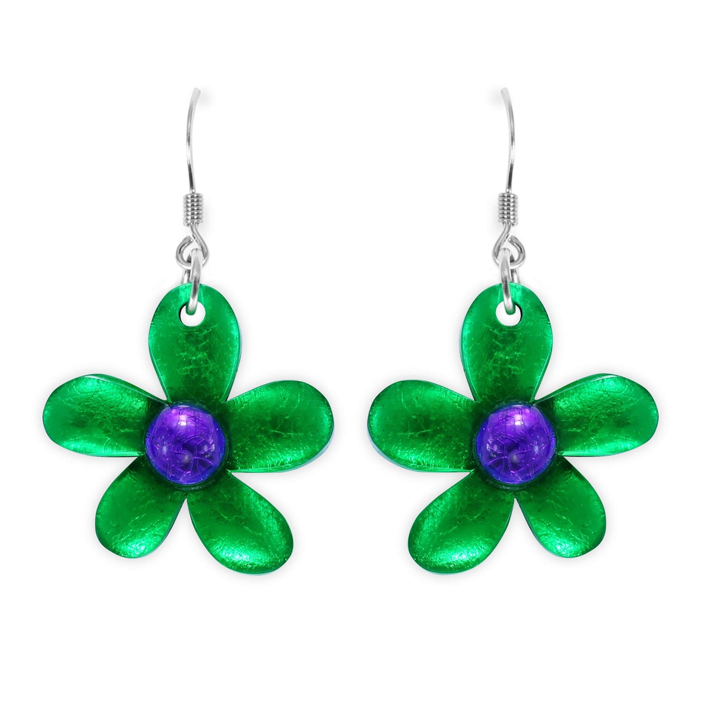 Aurora Flower Shiny Fish Hook Earrings | The Jewellery Stop