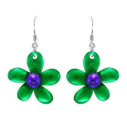 Aurora Flower Shiny Fish Hook Earrings | The Jewellery Stop