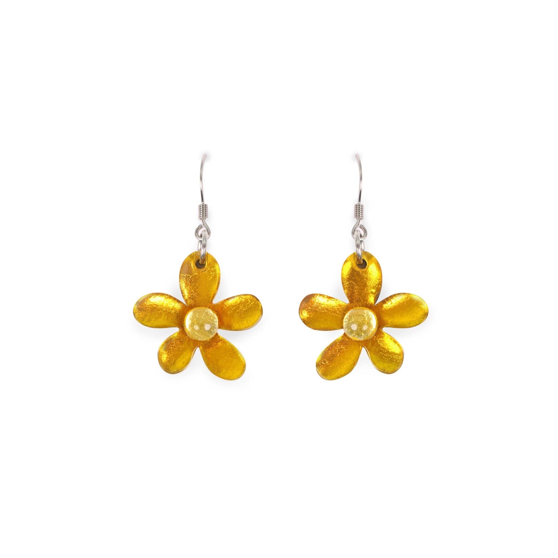 Palomino Flower Shiny Fish Hook Earrings | The Jewellery Stop