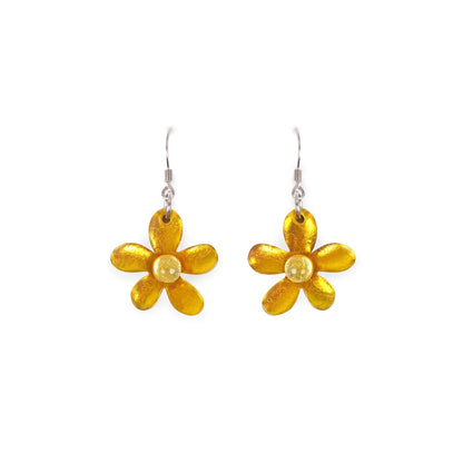 Palomino Flower Shiny Fish Hook Earrings | The Jewellery Stop