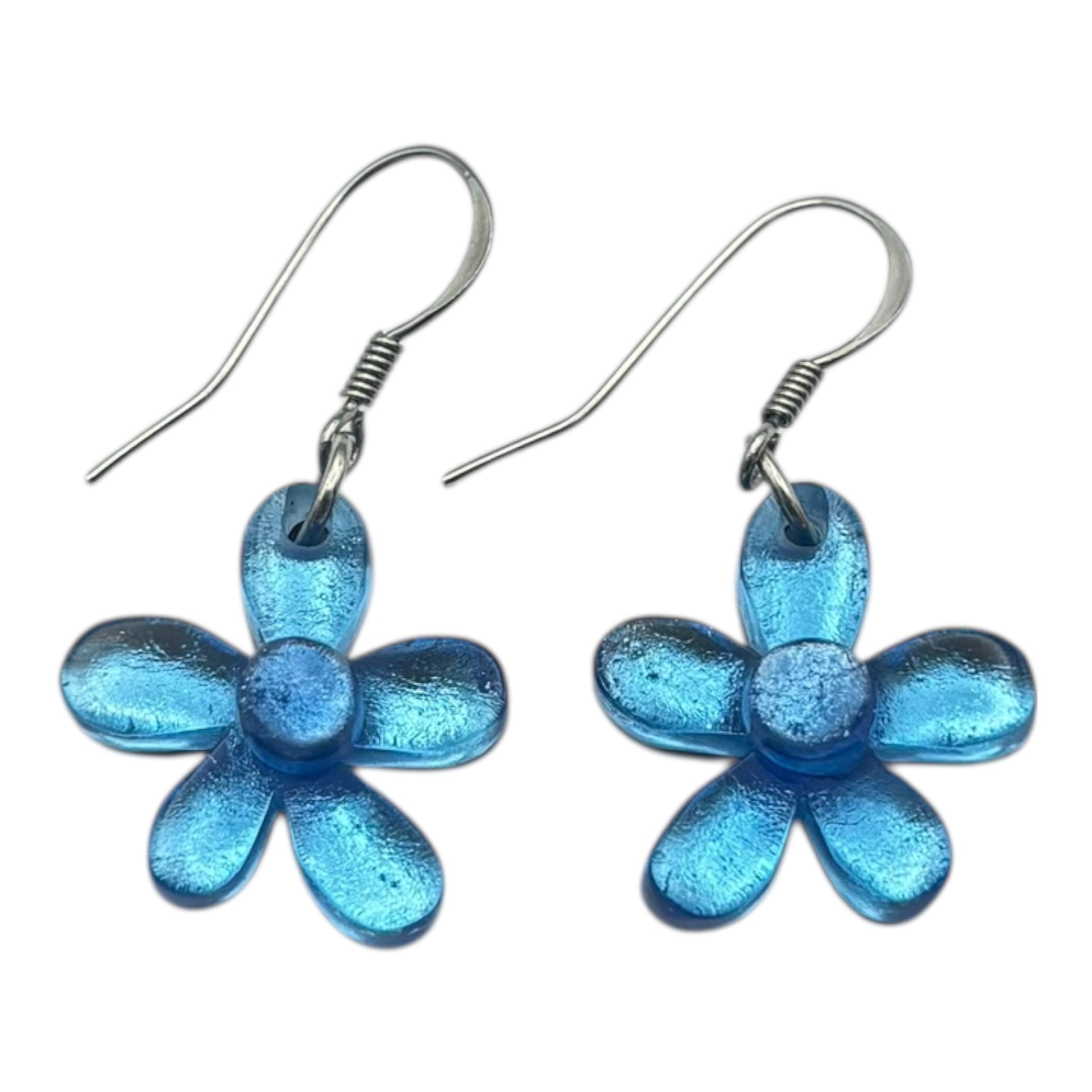 Crystal Flower Shiny Fish Hook Earrings