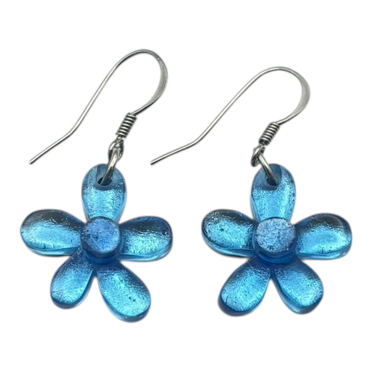 Crystal Flower Shiny Fish Hook Earrings