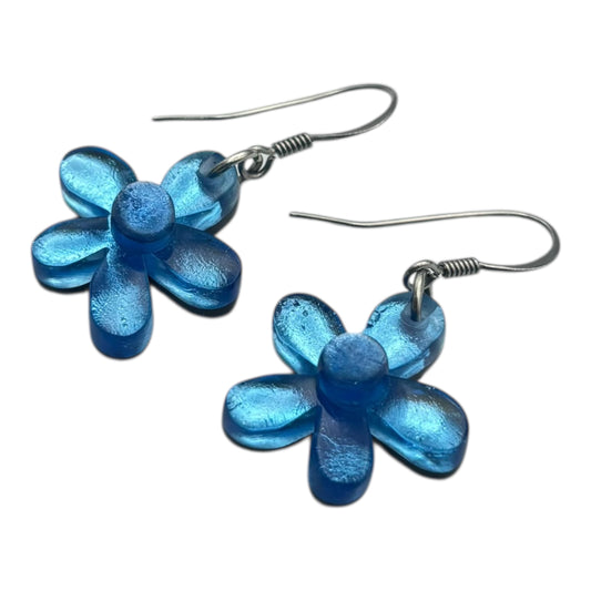 Crystal Flower Shiny Fish Hook Earrings