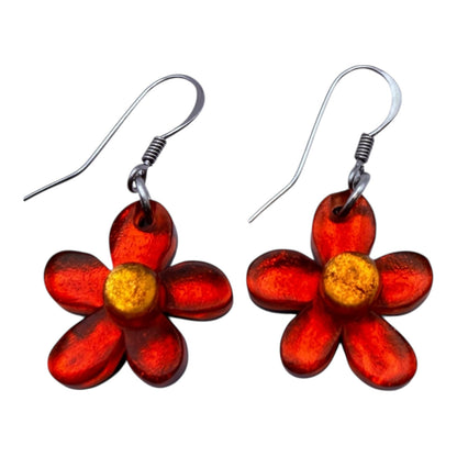 Sunset Flower Shiny Fish Hook Earrings